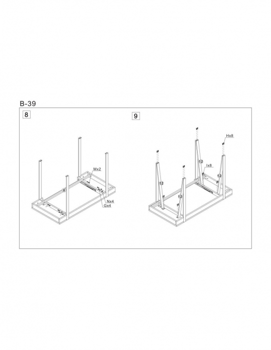Birou HM B39 maro din MDF laminat cu picioare metalice negre si sertar [7]