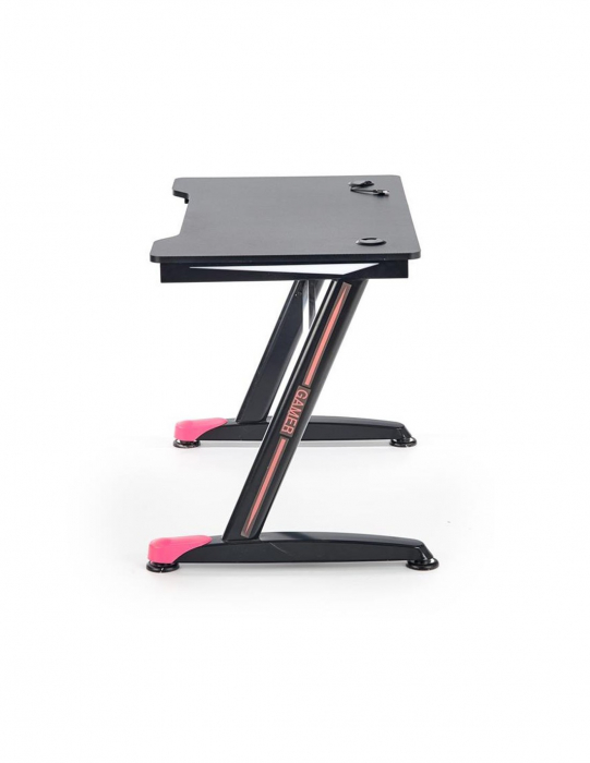 Birou de gaming negru HM B40 cu iluminare LED RGB si scaun ergonomic [4]