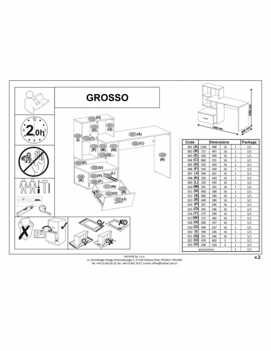Birou HM Grosso cu spatii de depozitare in stejar auriu si gri antracit cu scaun pe roti [12]