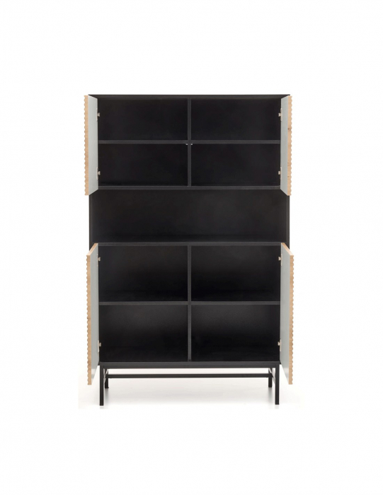 Comoda HM Murano KM3 cu fronturi riflate din stejar artizanal si carcasa neagra [5]