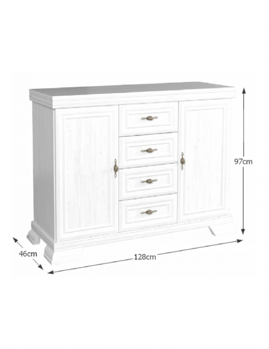 Comoda living VM3 alb antichizat cu 2 usi si 4 sertare [6]