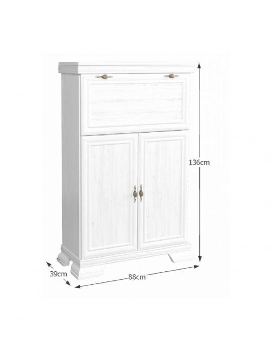 Comoda living VM5 alba antichizata cu usi si compartiment rabatabil [4]