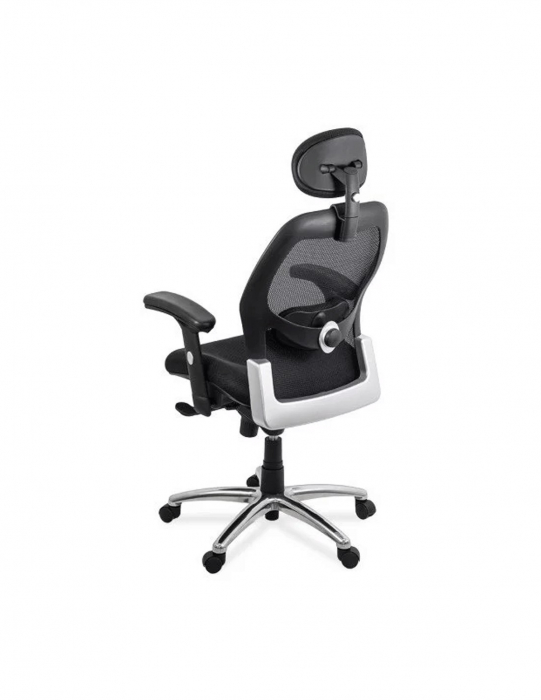 Scaun ergonomic negru SYYT 9513 cu spătar din plasă și suport lombar [5]