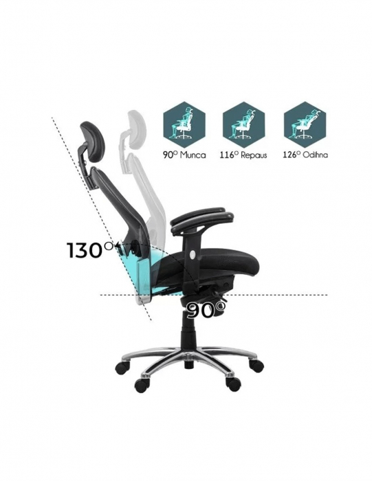 Scaun ergonomic negru SYYT 9513 cu spătar din plasă și suport lombar [3]