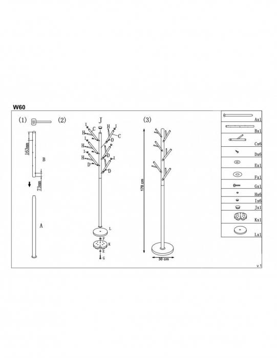 Cuier metalic HM W60 cu design de crengi si 12 agățători [5]