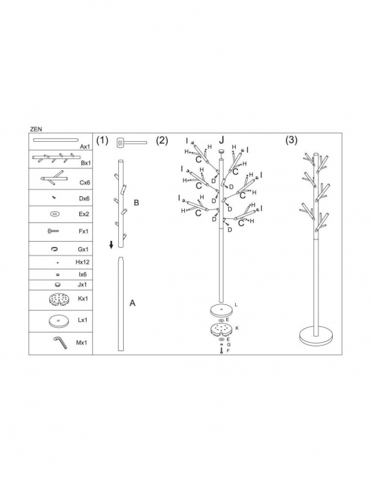 Cuier pom SL Zen alb [2]