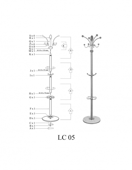 Cuier SL LC05 alb cu structura metalica si baza din ceramica [2]