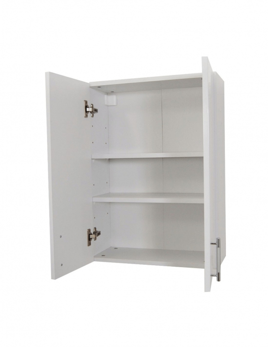 Dulap baie Roma suspendat alb 50 x 68 cm cu usi si manere cromate pe perete [3]