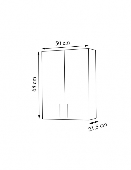 Dulap baie Roma suspendat alb 50 x 68 cm cu usi si manere cromate pe perete [4]