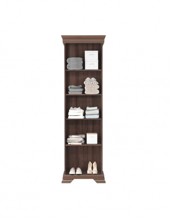 Dulap VMD1 cu finisaj nuc, stil rustic, 4 polițe și mânere aurii [4]