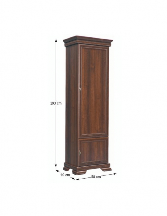 Dulap VMD1 cu finisaj nuc, stil rustic, 4 polițe și mânere aurii [5]
