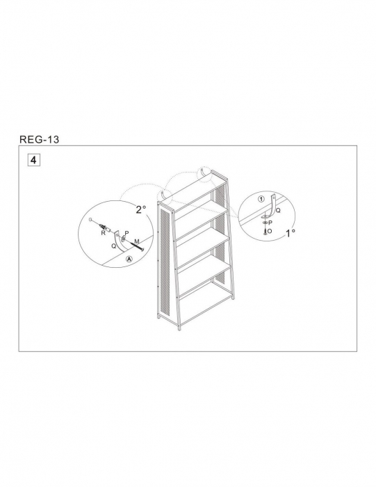 Etajera HM REG13 cu 5 polite din MDF stejar auriu si structura metalica neagra [4]