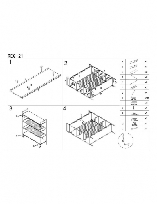 Etajera cu 4 polite metal negru si MDF stejar auriu [9]