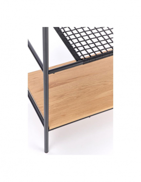 Etajera cu 4 polite metal negru si MDF stejar auriu [4]