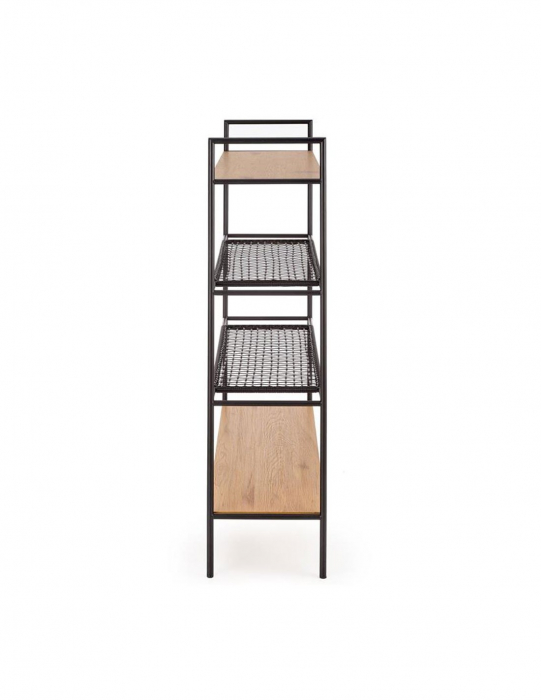 Etajera cu 4 polite metal negru si MDF stejar auriu [5]
