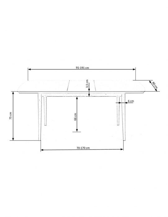 Masa extensibila HM Bradley alb stejar lefkas [5]