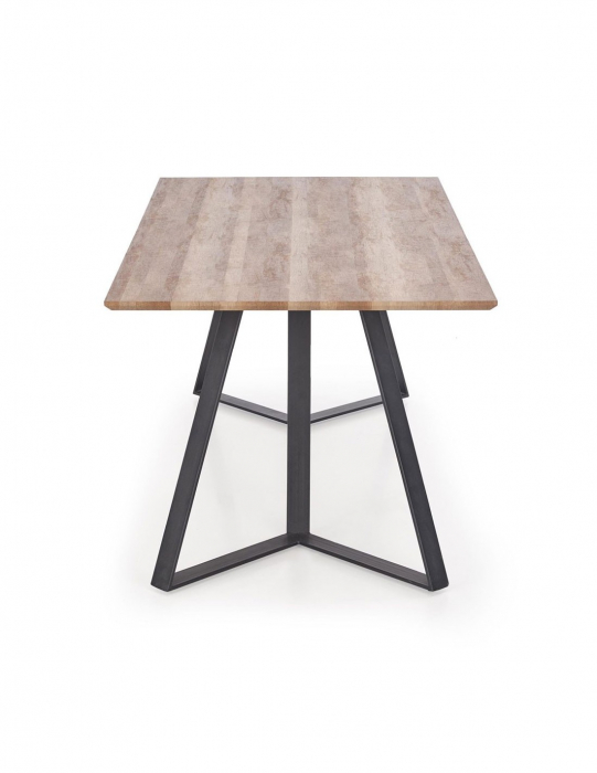 Masa living HM Calgary cu blat din lemn nuc rustic si picioare metal negru [4]