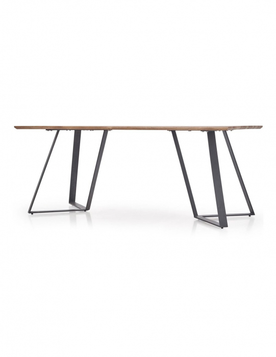 Masa living HM Calgary cu blat din lemn nuc rustic si picioare metal negru [6]