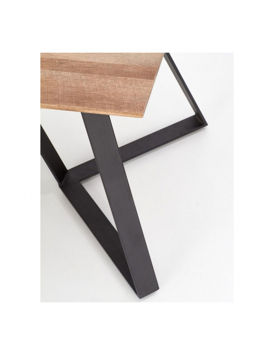Masa living HM Calgary cu blat din lemn nuc rustic si picioare metal negru [10]
