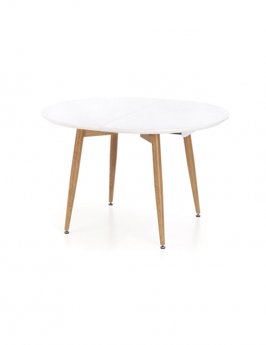 Masa living HM Caliber cu blat alb si insertie lemn, picioare stejar [3]