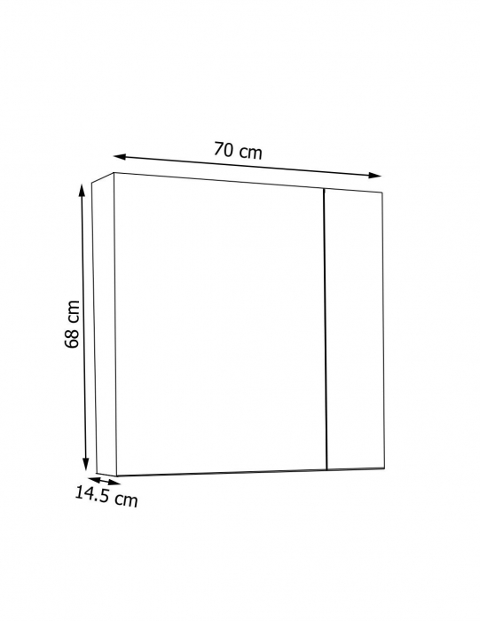 Dulap cu oglinda si iluminare LED pentru baie Celine, 70 cm, alb [6]