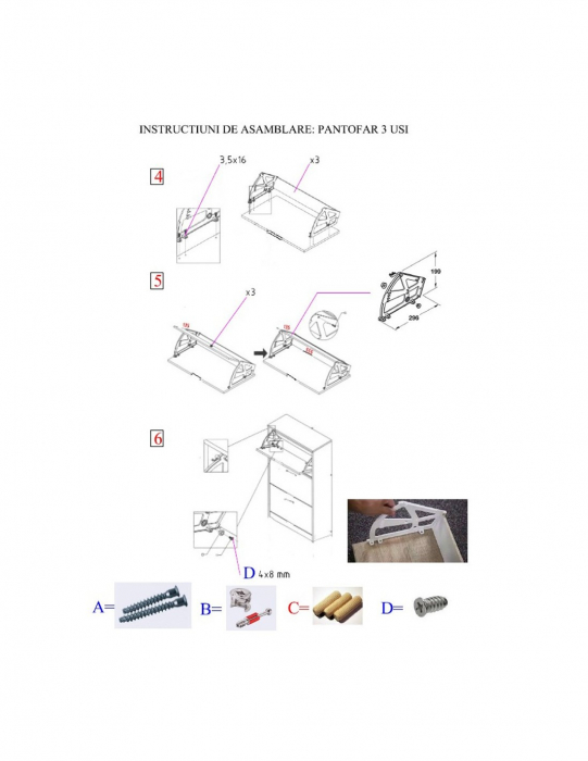 Pantofar alb cu 3 usi si finisaj stejar, dimensiuni 63x24x117 cm [6]