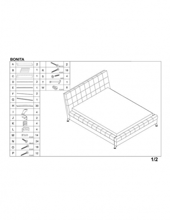 Pat HM Bonita piele ecologica bej 160x200 cu tetiera tapitata si somiera lamelara [4]