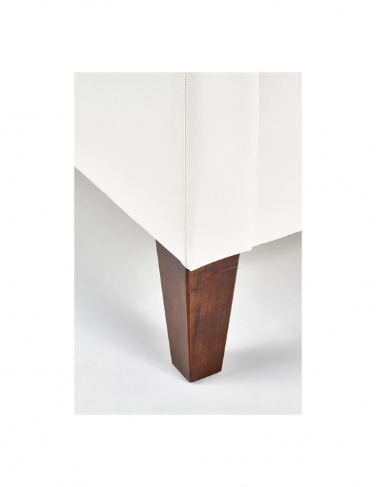 Pat matrimonial HM Samara alb 160x200, piele ecologica, picioare lemn masiv [10]