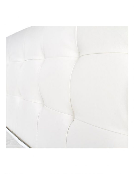 Pat matrimonial HM Samara alb 160x200, piele ecologica, picioare lemn masiv [8]