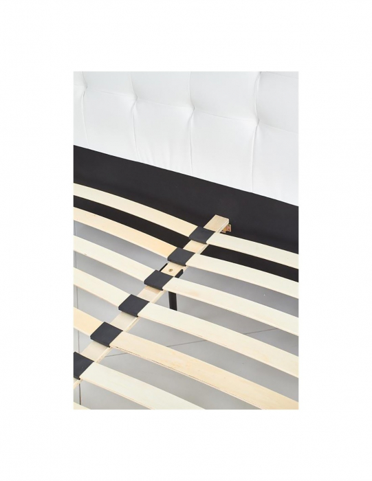 Pat matrimonial HM Samara alb 160x200, piele ecologica, picioare lemn masiv [5]
