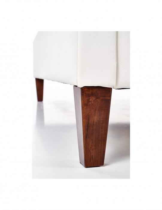 Pat matrimonial HM Samara alb 160x200, piele ecologica, picioare lemn masiv [6]