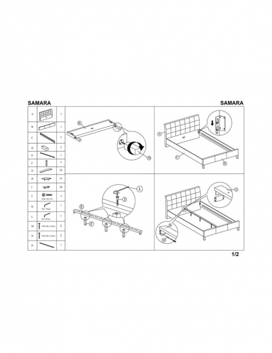 Pat matrimonial HM Samara alb 160x200, piele ecologica, picioare lemn masiv [11]