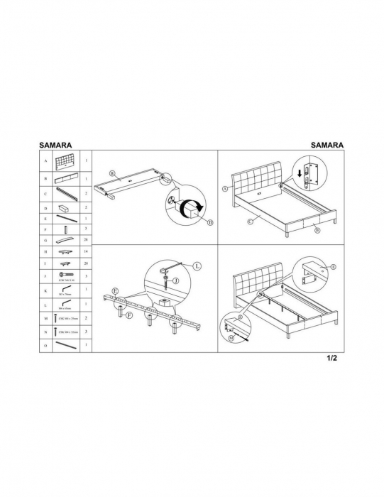 Pat HM Samara 2 160x200 gri cu tablie capitonata si picioare din lemn masiv [3]