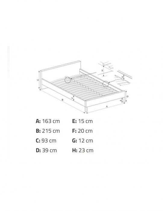 Pat HM Samara 2 160x200 gri cu tablie capitonata si picioare din lemn masiv [5]