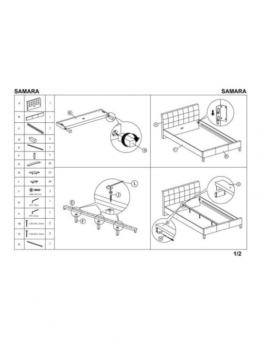 Pat HM Samara 160x200 piele ecologica negru cu tablie capitonata [5]