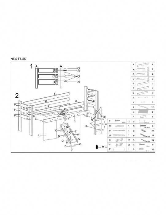 Pat pentru copii cu topogan HM Neo Plus alb [2]