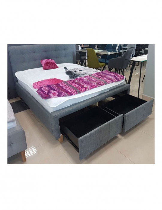 Pat SL Ascot 160x200 gri cu sertare si tăblie capitonată [3]