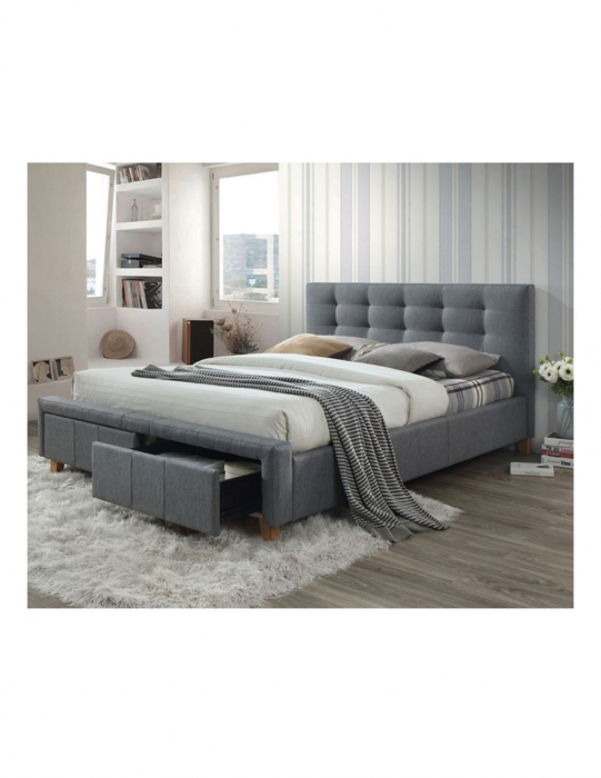 Pat SL Ascot 160x200 gri cu sertare si tăblie capitonată [6]