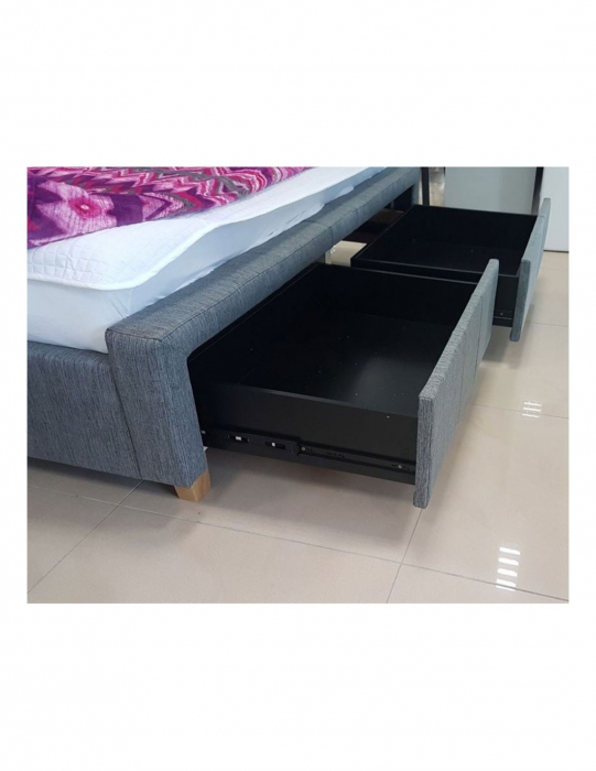Pat SL Ascot 160x200 gri cu sertare si tăblie capitonată [4]