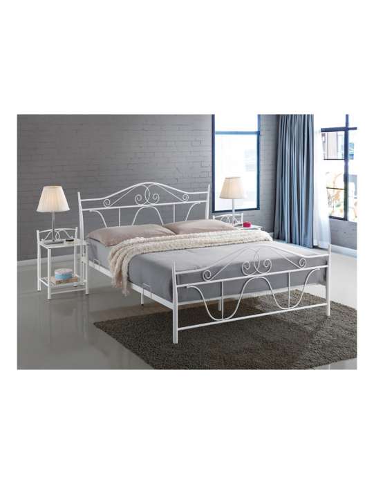 Pat SL Denver alb 160x200 cu tăblie și picioare din metal [2]