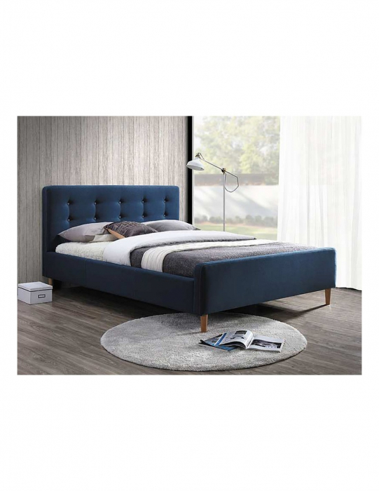 Pat SL Pinko 160x200 albastru tapitat cu tablier capitonat [2]