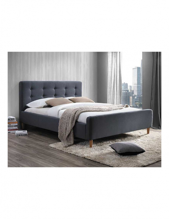 Pat SL Pinko 160x200 gri cu tablie capitonata [2]