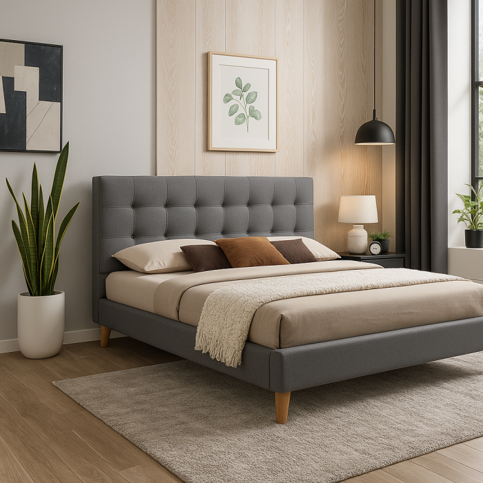 Pat SL Texas gri 160x200 cu tablie capitonata [1]