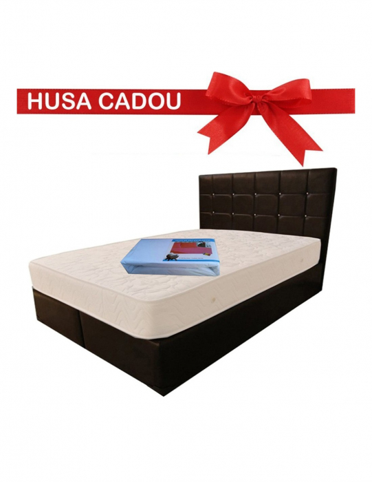 Saltea tip relaxa Dafin 180x190x22 cu husa cadou si tablie maro din piele ecologica [2]