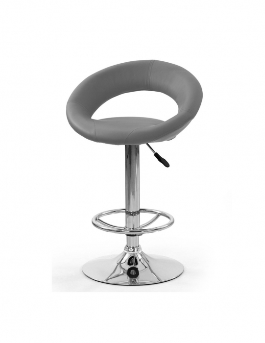 Scaun de bar HM H15 gri din piele ecologica cu baza cromata [2]