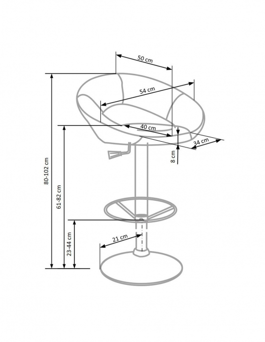 Scaun de bar negru HM H15 cu baza cromata si piston pe gaz [3]