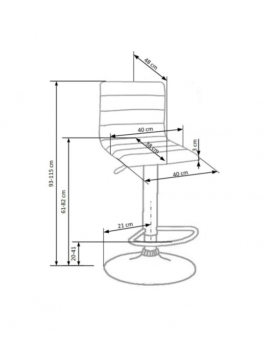 Scaun de bar HM H21 maro cu baza metalica cromata si piston hidraulic [3]