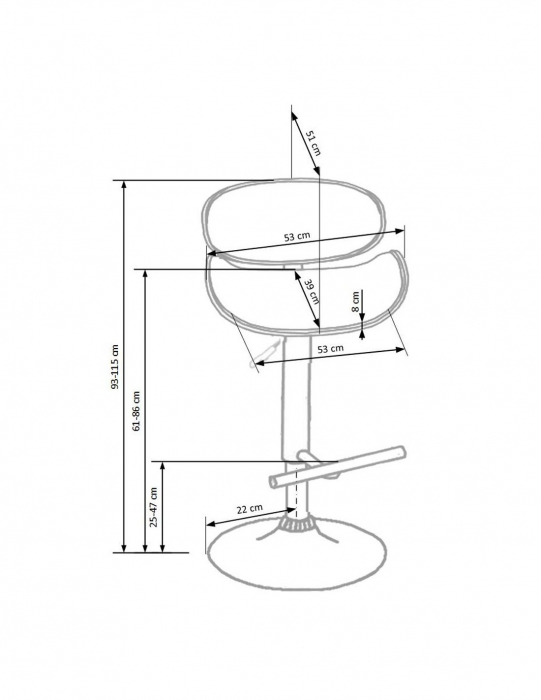 Scaun de bar HM H44 negru cu spatar curbat din piele ecologica si baza cromata [5]