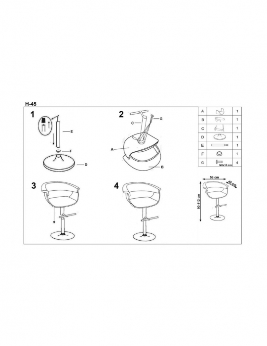 Scaun de bar HM H45 negru piele ecologica placaj stejar baza cromata [4]