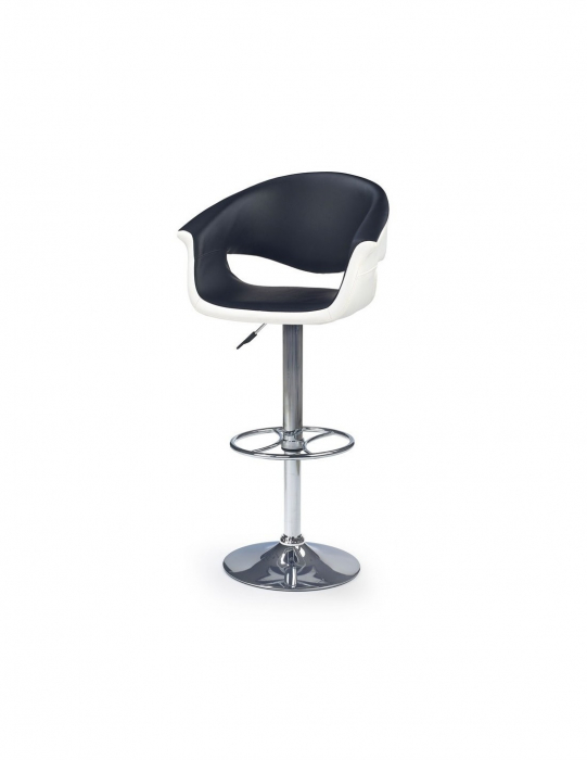 Scaun de bar HM H46 alb-negru cu baza cromata si spatar ergonomic [2]